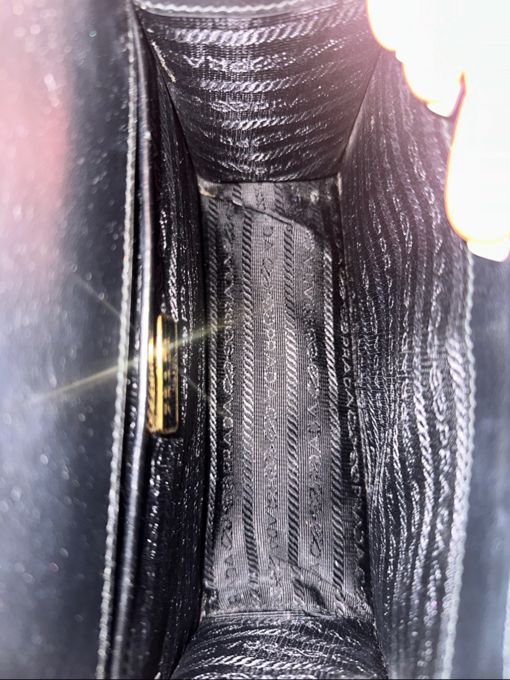 Prada Black Saffiano Crossbody with Gold Chain - Picture 4 of 5